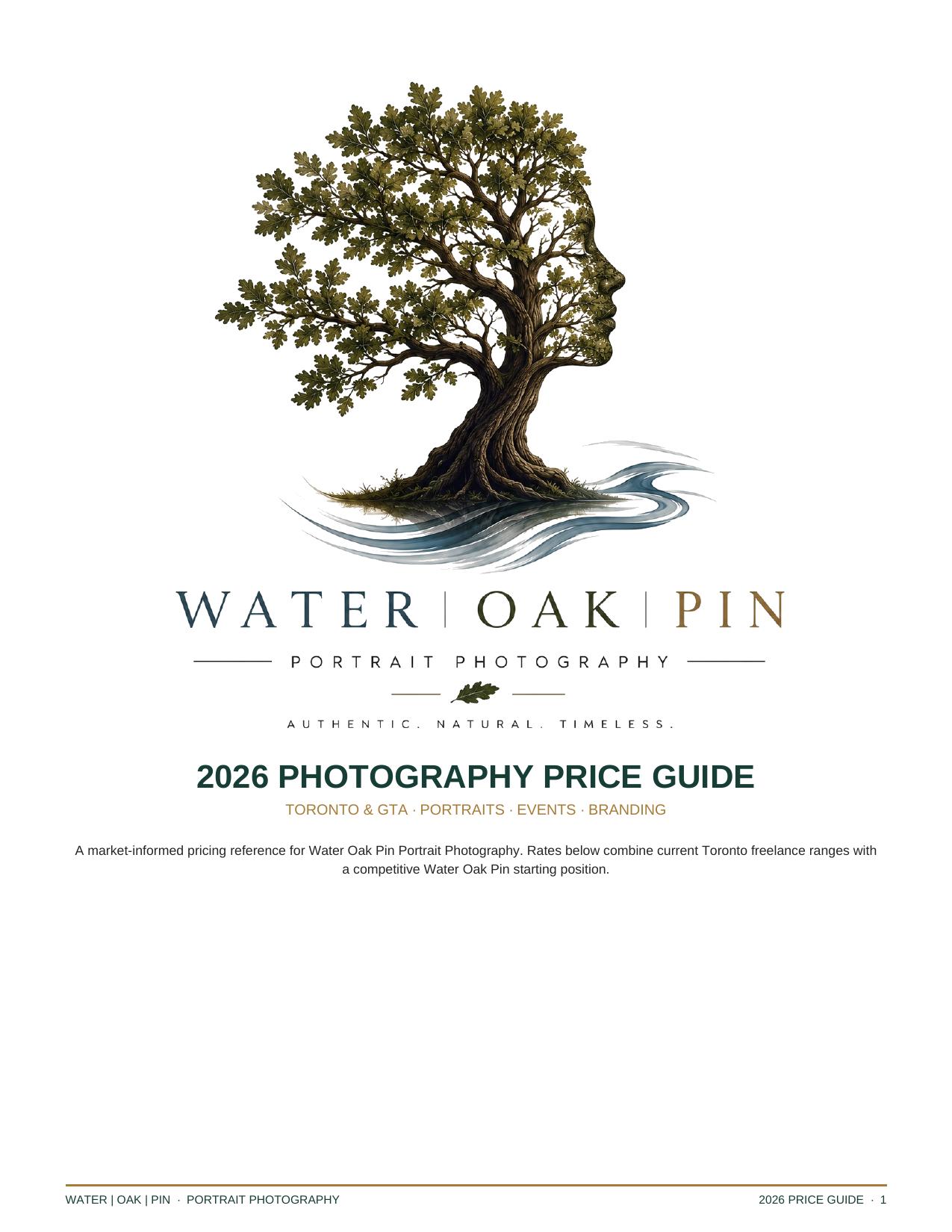 Cover of the Water Oak Pin 2026 Photography Price Guide