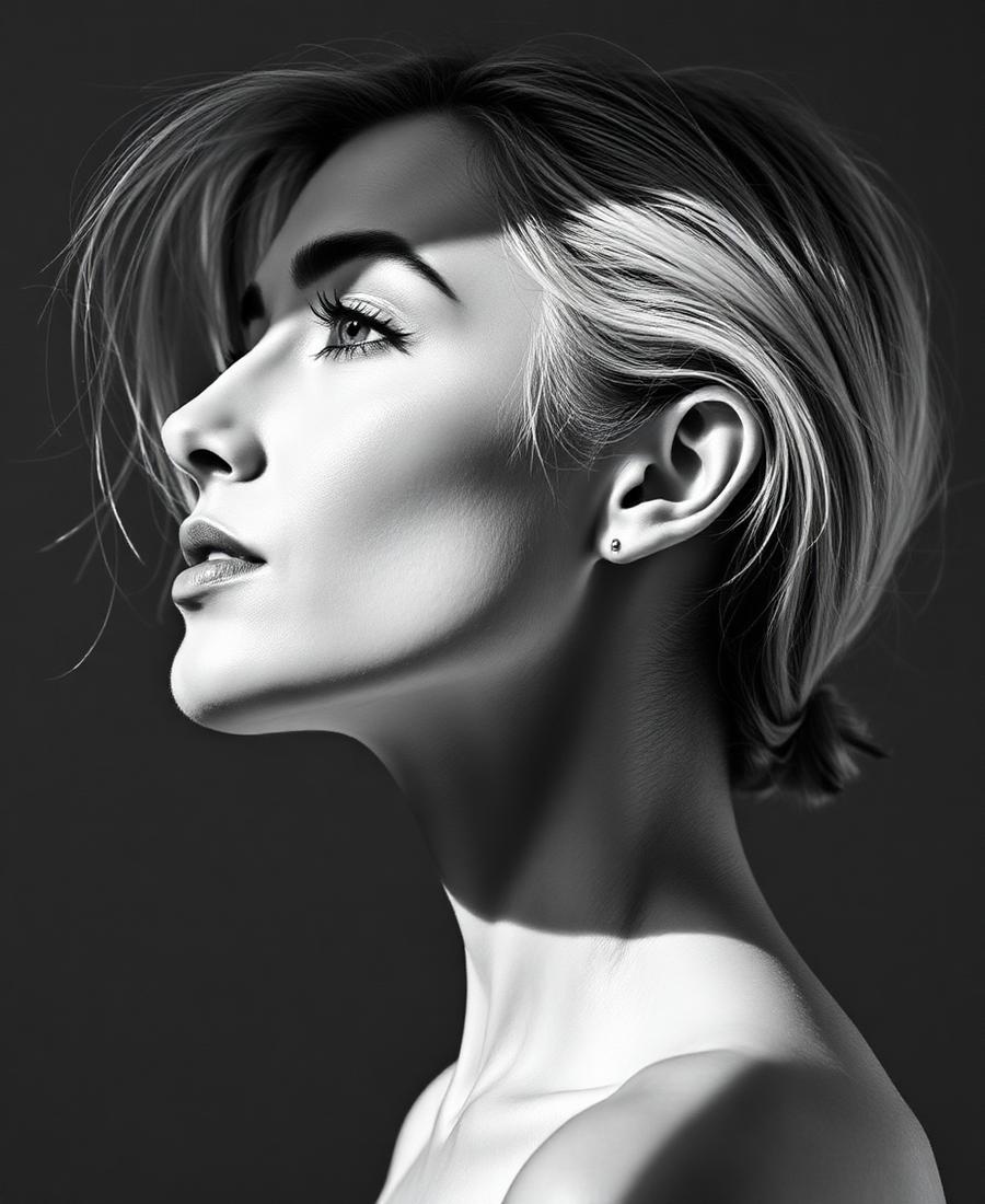 Profile portrait in black and white
